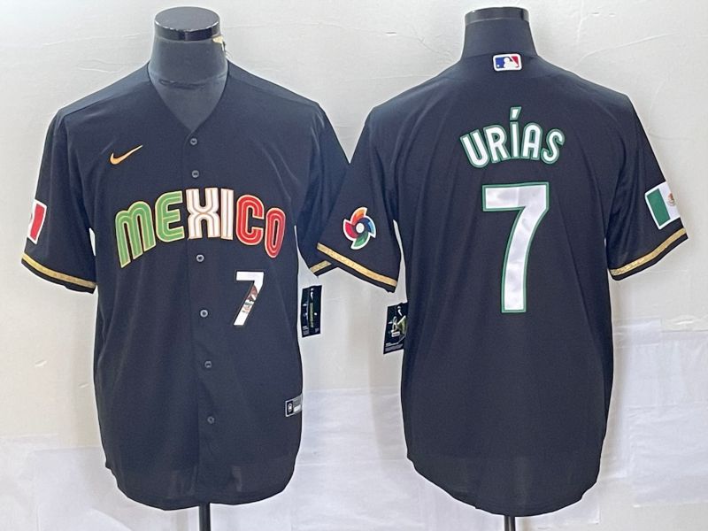 Men 2023 World Cub Mexico 7 Urias Black Nike MLB Jersey style 91817